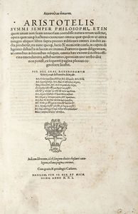 ARISTOTELES : Aristotelous Hapanta.  - Asta Libri, autografi e manoscritti - Associazione Nazionale - Case d'Asta italiane