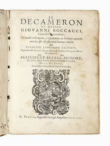 GIOVANNI BOCCACCIO - Il Decameron [...] di nuovo ristampato, e riscontrato in Firenze con testi antichi...