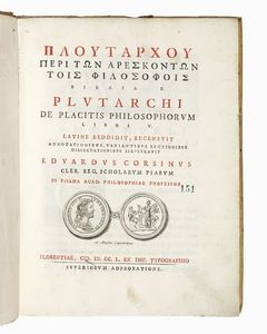 PLUTARCHUS : De placitis philosophorum libri V.  - Asta Libri, autografi e manoscritti - Associazione Nazionale - Case d'Asta italiane