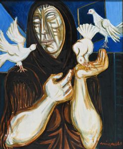 ,GIUSEPPE MIGNECO - Donna con colombe