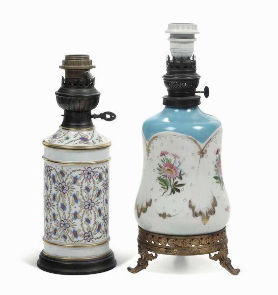Due lampade a petrolio. XIX-XX secolo  - Asta Dimore Italiane - Associazione Nazionale - Case d'Asta italiane