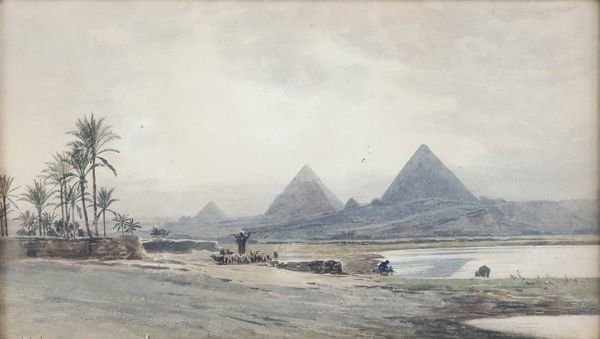 Pittore del XIX secolo Paesaggio con piramidi, 1891  - Asta Dimore Italiane - Associazione Nazionale - Case d'Asta italiane