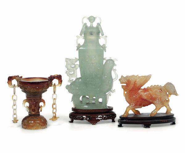 Tre oggetti in pietra dura, Cina, XX secolo  - Asta Dimore Italiane - Associazione Nazionale - Case d'Asta italiane