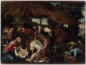 ,Jacopo Da Ponte detto Jacopo Bassano - Adorazione dei pastori