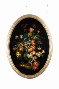 Scuola del XIX secolo Natura morta con vaso di fiori  - Asta Dimore Italiane - Associazione Nazionale - Case d'Asta italiane