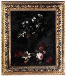 Scuola del XVIII-XIX secolo Natura morta con vaso di fiori  - Asta Dimore Italiane - Associazione Nazionale - Case d'Asta italiane