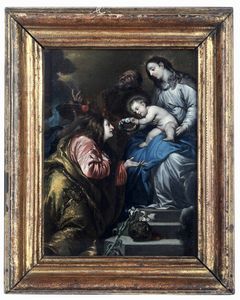 ,Pietro Antonio Novelli detto il Monrealese - Madonna con Bambino che incorona S. Rosalia, S. Pietro e un Angelo
