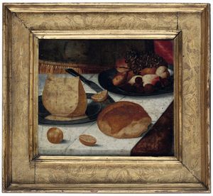 ,Osias Beert - Natura morta con pane, frutta e formaggio