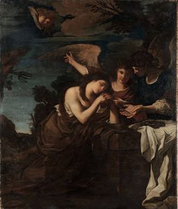 Scuola del XVII secolo Maddalena penitente e due angeli  - Asta Dimore Italiane - Associazione Nazionale - Case d'Asta italiane