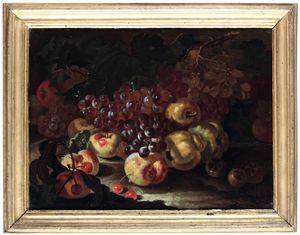 ,Giovanni Paolo Castelli detto Lo Spadino - Natura morta con una, mele e ciliegie