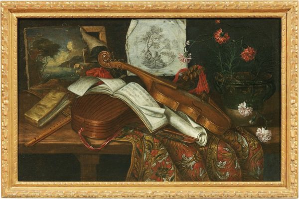Natura morta con strumenti musicali e trompe l'oeil  - Asta Importanti Arredi e Dipinti Antichi - Associazione Nazionale - Case d'Asta italiane