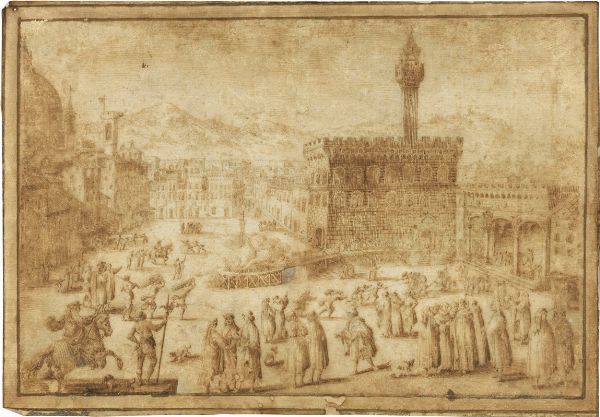 Savonarola al rogo in piazza della Signoria  - Asta Importanti Arredi e Dipinti Antichi - Associazione Nazionale - Case d'Asta italiane