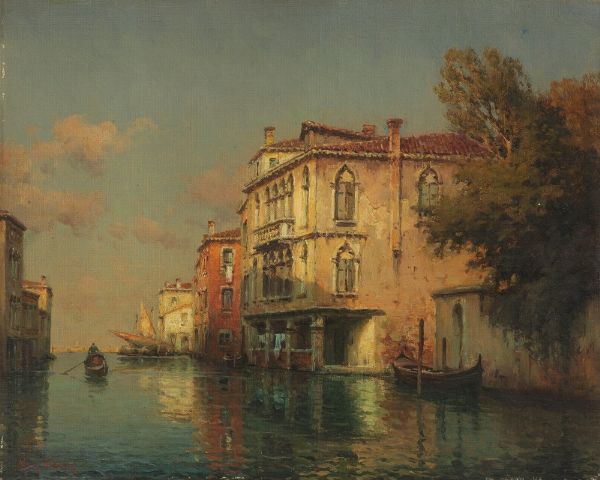 Canale a Venezia  - Asta Dipinti e Sculture del XIX e XX secolo - Associazione Nazionale - Case d'Asta italiane