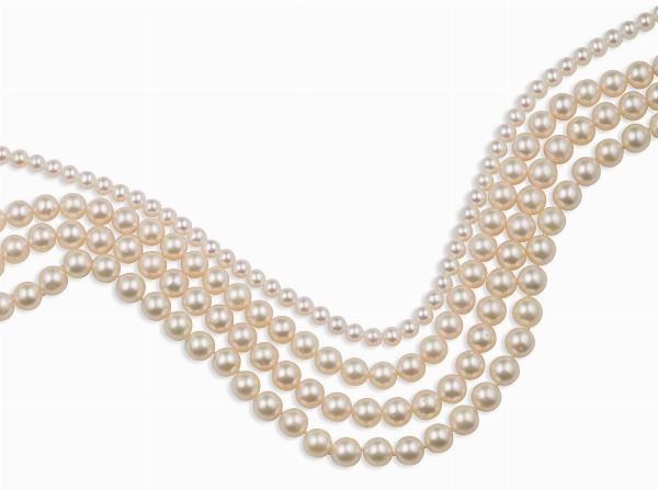 Lotto composto da una collana di perle e tre fili di perle  - Asta Vintage, Gioielli e Bijoux - Associazione Nazionale - Case d'Asta italiane