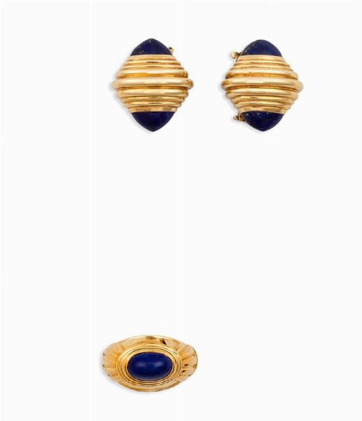 Boucheron, parure composta da anello ed orecchini con lapislazzuli  - Asta Vintage, Gioielli e Bijoux - Associazione Nazionale - Case d'Asta italiane