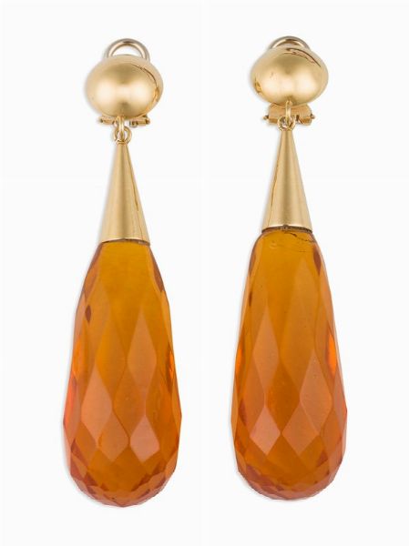 Orecchini pendenti in ambra  - Asta Vintage, Gioielli e Bijoux - Associazione Nazionale - Case d'Asta italiane