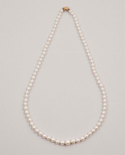 Collana di perle coltivate, scalare  - Asta Vintage, Gioielli e Bijoux - Associazione Nazionale - Case d'Asta italiane