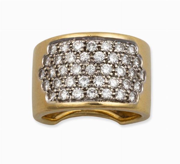 Anello con pav di diamanti taglio brillante per ct 3,15 circa  - Asta Vintage, Gioielli e Bijoux - Associazione Nazionale - Case d'Asta italiane