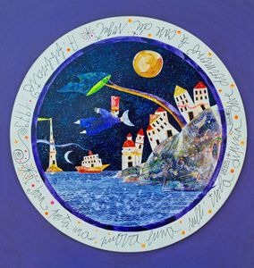 MUSANTE FRANCESCO (n. 1950) - Joan porta una nuova luna sull'isola dipinta dove dormono le case dei sogni.