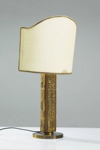 ANGELO BROTTO - Lampada da tavolo in fusione di bronzo. Anni '70 cm 79x40
