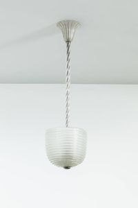 SEGUSO - Lampada a sospensione in vetro costolato. Anni '50 cm 102x28