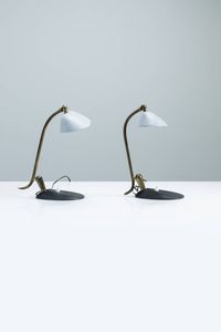 STILUX - Coppia di lampade da tavolo in metallo verniciato e ottone. Anni '50 cm 60x25