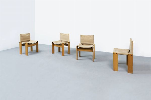 TOBIA SCARPA : Quattro sedie mod. Monk  - Asta Asta 202 Design - Associazione Nazionale - Case d'Asta italiane