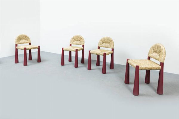 ALESSANDRO BECCHI : Quattro sedie mod. Toscanella  - Asta Asta 202 Design - Associazione Nazionale - Case d'Asta italiane