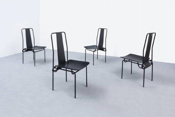 ADALBERTO DEL LAGO : Quattro sedie mod. Desco  - Asta Asta 202 Design - Associazione Nazionale - Case d'Asta italiane