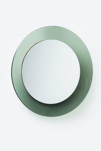 CRISTAL ART - Specchiera curva con cornice in vetro colorato. Anni '60 diam cm70  profondit cm 8