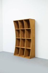 PRODUZIONE ITALIANA - Libreria a scomparti in legno laminato. Anni '70 cm 160x96x38