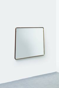 PRODUZIONE ITALIANA - Specchio con cornice in legno Anni '50 cm 120x110