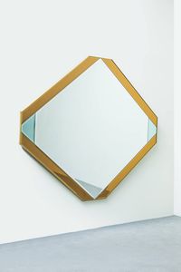 CRISTAL ART - Grande specchiera con bordi in vetro colorato. Anni '60 cm 152x182 5