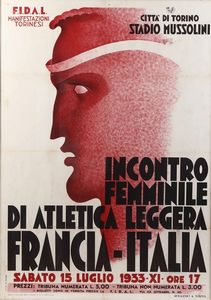 Garelli Franco - Manifesto Italia Francia, incontro femminile di atletica leggera, 1933