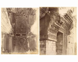 ,Félix Bonfils - Balbek, Plafond du perystile du temple de Jupiter ; Porte du temple de Jupiter