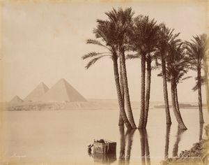 ,George & Constantine Zangaki - Inondation du Nil aux pyramides