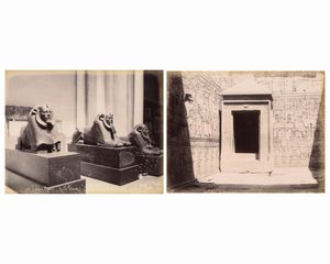 ,Pascal Sébah : Sphinx Hyesos (Muse Ghizeh); Eidfou Le Sanctuaire  - Asta Fotografia dell'800: album di viaggio - Associazione Nazionale - Case d'Asta italiane