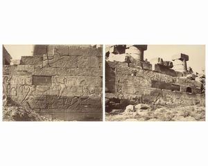 ,Antonio Beato : Karnak, la bataille de Ramses ; Karnak bas relief  - Asta Fotografia dell'800: album di viaggio - Associazione Nazionale - Case d'Asta italiane