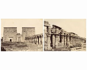 ,Antonio Beato - Phile, Les colonnades du Temple d'Isis ; Phile, Pylone avec les cononnes