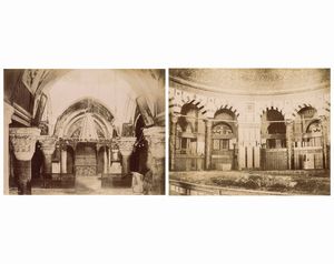 ,George & Constantine Zangaki - Jerusalem, Chapelle de Sainte Helene; Jerusalem, Mosque D'Omar interieur (le rocher)
