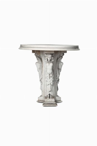 Tavolo in marmo bianco scolpito, XIX-xx secolo  - Asta Antiquariato - Associazione Nazionale - Case d'Asta italiane