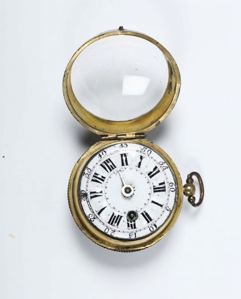 Orologio da tasca in argento rivestito di pelle di zigrino, Melin Amiens, 1660  - Asta Antiquariato - Associazione Nazionale - Case d'Asta italiane