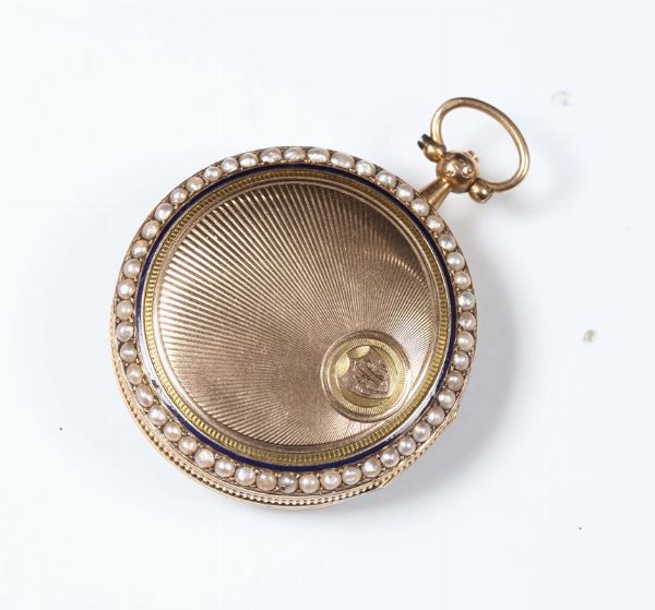 Orologio da tasca in oro e perle di piccole dimensioni  - Asta Antiquariato - Associazione Nazionale - Case d'Asta italiane
