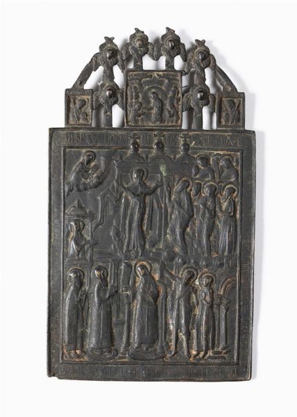 Icona in bronzo con scena biblica, Russia XIX secolo  - Asta Antiquariato - Associazione Nazionale - Case d'Asta italiane