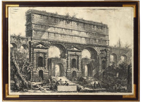 Piranesi, stampa raffigurante la veduta del monumento eretto dall'imperatore Tito Vespasiano  - Asta Antiquariato - Associazione Nazionale - Case d'Asta italiane