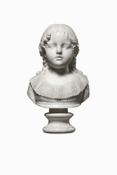 Busto di fanciulla in marmo bianco, scultore del XIX-XX secolo  - Asta Antiquariato - Associazione Nazionale - Case d'Asta italiane