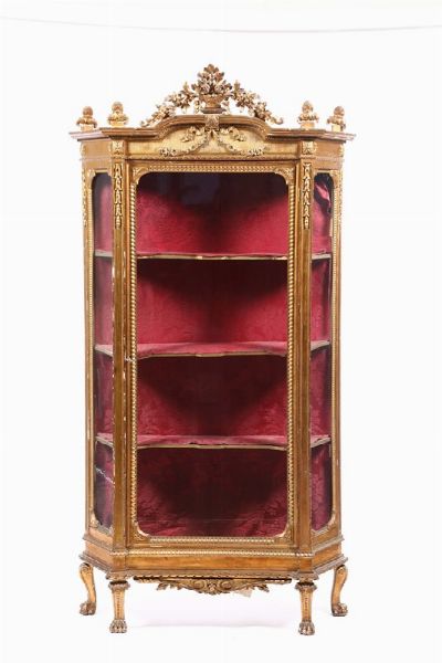 Vetrina in stile in legno intagliato e dorato, XIX secolo  - Asta Antiquariato - Associazione Nazionale - Case d'Asta italiane