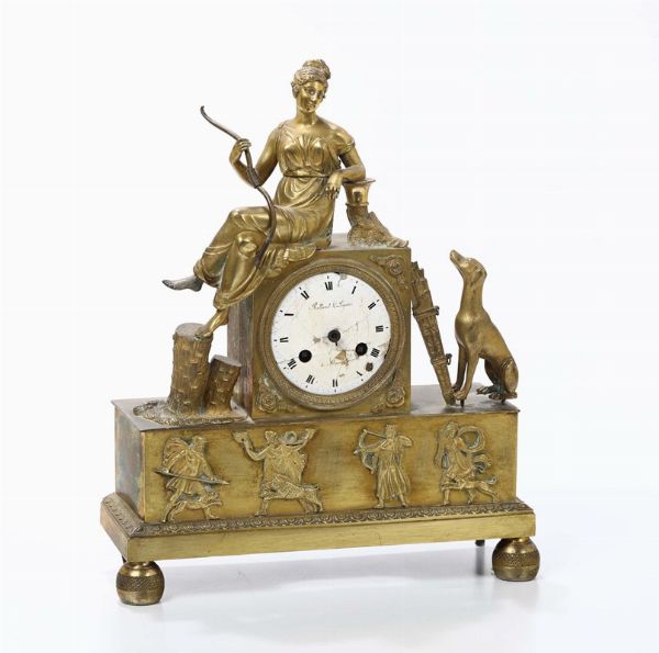 Orologio da tavolo in bronzo dorato, Francia Rolland & Papere, XIX secolo  - Asta Antiquariato - Associazione Nazionale - Case d'Asta italiane