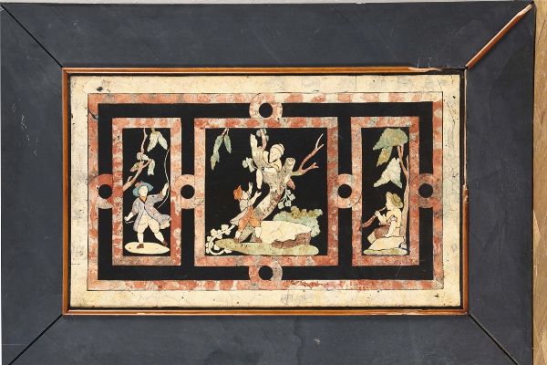 Piano in scagliola decorato con scene di genere, XIX secolo  - Asta Antiquariato - Associazione Nazionale - Case d'Asta italiane