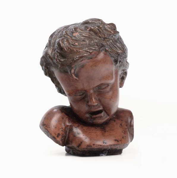 Scultura in terracotta raffigurante mezzo busto di fanciullo, attribuita a F. Duquesnoy  - Asta Antiquariato - Associazione Nazionale - Case d'Asta italiane